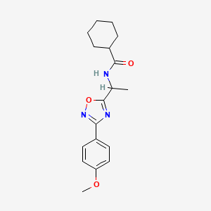 molecular formula C18H23N3O3 B7711316 N-(1-(3-(4-methoxyphenyl)-1,2,4-oxadiazol-5-yl)ethyl)cyclohexanecarboxamide 