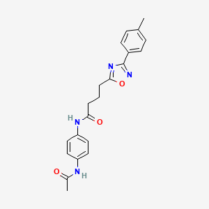 molecular formula C21H22N4O3 B7711347 N-(4-acetamidophenyl)-4-(3-(p-tolyl)-1,2,4-oxadiazol-5-yl)butanamide 