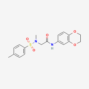 molecular formula C18H20N2O5S B7711368 N-cyclopentyl-2-(N-methyl4-methylbenzenesulfonamido)acetamide 