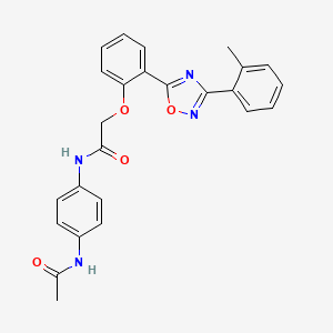 molecular formula C25H22N4O4 B7711389 N-(4-acetamidophenyl)-2-(2-(3-(o-tolyl)-1,2,4-oxadiazol-5-yl)phenoxy)acetamide 