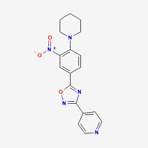 molecular formula C18H17N5O3 B7711391 5-(3-nitro-4-(piperidin-1-yl)phenyl)-3-(pyridin-4-yl)-1,2,4-oxadiazole 