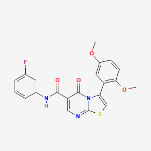 molecular formula C21H16FN3O4S B7711392 3-(2,5-dimethoxyphenyl)-N-(diphenylmethyl)-5-oxo-5H-[1,3]thiazolo[3,2-a]pyrimidine-6-carboxamide 