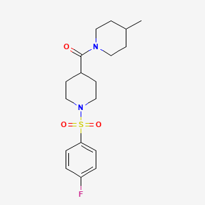 molecular formula C18H25FN2O3S B7711408 (1-((4-fluorophenyl)sulfonyl)piperidin-4-yl)(4-methylpiperidin-1-yl)methanone 