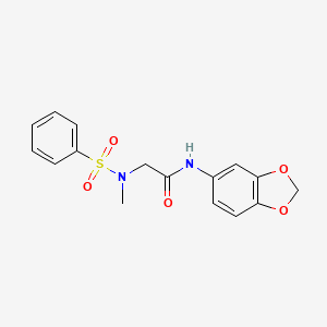 molecular formula C16H16N2O5S B7711409 N-[(4-methoxyphenyl)methyl]-2-(N-methylbenzenesulfonamido)acetamide 