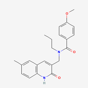molecular formula C22H24N2O3 B7711417 N-((2-hydroxy-6-methylquinolin-3-yl)methyl)-4-methoxy-N-propylbenzamide 