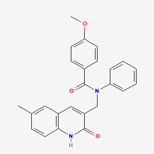 molecular formula C25H22N2O3 B7711477 N-((2-hydroxy-6-methylquinolin-3-yl)methyl)-4-methoxy-N-phenylbenzamide 