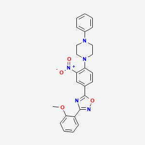 molecular formula C25H23N5O4 B7711497 3-(2-methoxyphenyl)-5-(3-nitro-4-(4-phenylpiperazin-1-yl)phenyl)-1,2,4-oxadiazole 