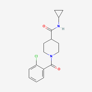 molecular formula C16H19ClN2O2 B7711539 1-(2-chlorobenzoyl)-N-cyclopropylpiperidine-4-carboxamide 