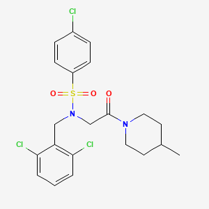 molecular formula C21H23Cl3N2O3S B7711542 4-chloro-N-(2,6-dichlorobenzyl)-N-(2-(4-methylpiperidin-1-yl)-2-oxoethyl)benzenesulfonamide 