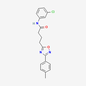 molecular formula C19H18ClN3O2 B7711546 N-(3-chlorophenyl)-4-(3-(p-tolyl)-1,2,4-oxadiazol-5-yl)butanamide 