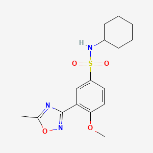 molecular formula C16H21N3O4S B7711552 N-cyclohexyl-4-methoxy-3-(5-methyl-1,2,4-oxadiazol-3-yl)benzenesulfonamide 