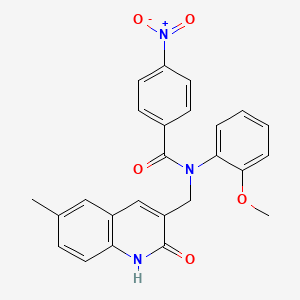 molecular formula C25H21N3O5 B7711588 N-((2-hydroxy-6-methylquinolin-3-yl)methyl)-N-(2-methoxyphenyl)-4-nitrobenzamide 