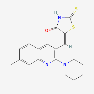 molecular formula C19H19N3OS2 B7711597 (E)-5-((7-methyl-2-(piperidin-1-yl)quinolin-3-yl)methylene)-2-thioxothiazolidin-4-one 
