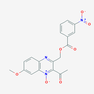 molecular formula C19H15N3O7 B7711602 2-acetyl-7-methoxy-3-(((3-nitrobenzoyl)oxy)methyl)quinoxaline 1-oxide 