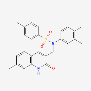molecular formula C26H26N2O3S B7711613 N-(3,4-dimethylphenyl)-N-((2-hydroxy-7-methylquinolin-3-yl)methyl)-4-methylbenzenesulfonamide 