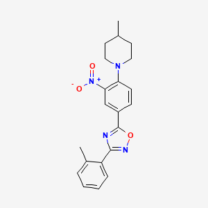 molecular formula C21H22N4O3 B7711618 5-(4-(4-methylpiperidin-1-yl)-3-nitrophenyl)-3-(o-tolyl)-1,2,4-oxadiazole 