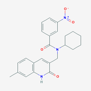 molecular formula C24H25N3O4 B7711621 N-cyclohexyl-N-((2-hydroxy-7-methylquinolin-3-yl)methyl)-3-nitrobenzamide 