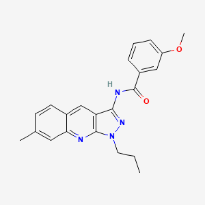 molecular formula C22H22N4O2 B7711653 3-methoxy-N-(7-methyl-1-propyl-1H-pyrazolo[3,4-b]quinolin-3-yl)benzamide 