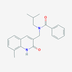 molecular formula C22H24N2O2 B7711668 N-((2-hydroxy-8-methylquinolin-3-yl)methyl)-N-isobutylbenzamide 