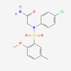 molecular formula C16H17ClN2O4S B7711706 2-(4-Chloro-N-(2-methoxy-5-methylphenyl)sulfonylanilino)acetamide CAS No. 825658-25-1