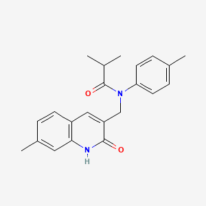 molecular formula C22H24N2O2 B7711728 N-((2-hydroxy-7-methylquinolin-3-yl)methyl)-N-(p-tolyl)isobutyramide 
