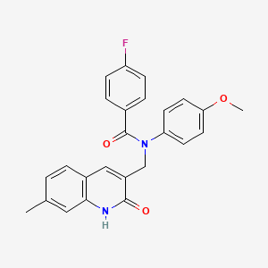 molecular formula C25H21FN2O3 B7711749 4-fluoro-N-((2-hydroxy-7-methylquinolin-3-yl)methyl)-N-(4-methoxyphenyl)benzamide 