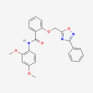 molecular formula C24H21N3O5 B7711760 N-(2,4-dimethoxyphenyl)-2-((3-phenyl-1,2,4-oxadiazol-5-yl)methoxy)benzamide 