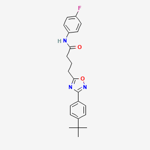 molecular formula C22H24FN3O2 B7711763 4-(3-(4-(tert-butyl)phenyl)-1,2,4-oxadiazol-5-yl)-N-(4-fluorophenyl)butanamide 