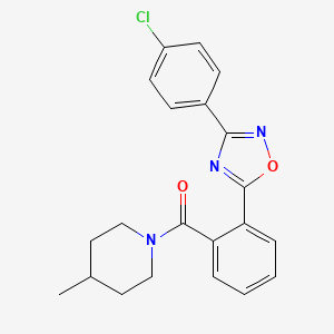 molecular formula C21H20ClN3O2 B7711785 (2-(3-(4-chlorophenyl)-1,2,4-oxadiazol-5-yl)phenyl)(4-methylpiperidin-1-yl)methanone 