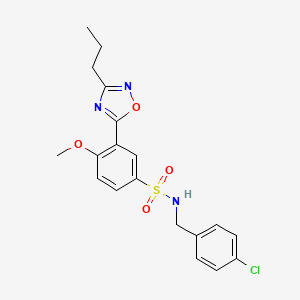 molecular formula C19H20ClN3O4S B7711811 N-(4-chlorobenzyl)-4-methoxy-3-(3-propyl-1,2,4-oxadiazol-5-yl)benzenesulfonamide 