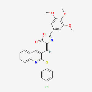 molecular formula C28H21ClN2O5S B7711835 (E)-4-((2-((4-chlorophenyl)thio)quinolin-3-yl)methylene)-2-(3,4,5-trimethoxyphenyl)oxazol-5(4H)-one 