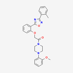molecular formula C28H28N4O4 B7711896 1-(4-(2-methoxyphenyl)piperazin-1-yl)-2-(2-(3-(o-tolyl)-1,2,4-oxadiazol-5-yl)phenoxy)ethanone 