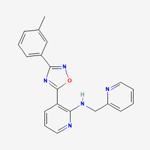 molecular formula C20H17N5O B7711901 N-(pyridin-2-ylmethyl)-3-(3-(m-tolyl)-1,2,4-oxadiazol-5-yl)pyridin-2-amine 