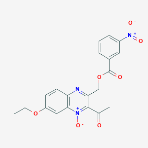 molecular formula C20H17N3O7 B7711909 2-acetyl-7-ethoxy-3-(((3-nitrobenzoyl)oxy)methyl)quinoxaline 1-oxide 