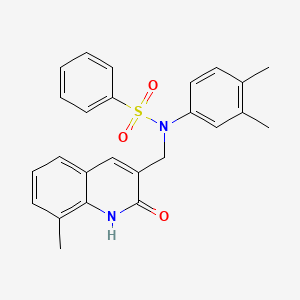 molecular formula C25H24N2O3S B7711915 N-(3,4-dimethylphenyl)-N-((2-hydroxy-8-methylquinolin-3-yl)methyl)benzenesulfonamide 