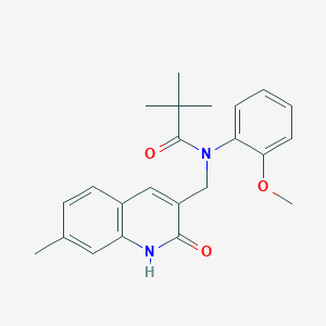 molecular formula C23H26N2O3 B7711932 N-((2-hydroxy-7-methylquinolin-3-yl)methyl)-N-(2-methoxyphenyl)pivalamide 