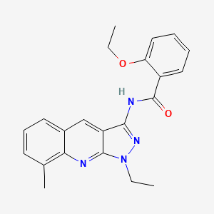 molecular formula C22H22N4O2 B7711963 2-ethoxy-N-(1-ethyl-8-methyl-1H-pyrazolo[3,4-b]quinolin-3-yl)benzamide 