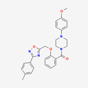 molecular formula C28H28N4O4 B7711974 (4-(4-methoxyphenyl)piperazin-1-yl)(2-((3-(p-tolyl)-1,2,4-oxadiazol-5-yl)methoxy)phenyl)methanone 