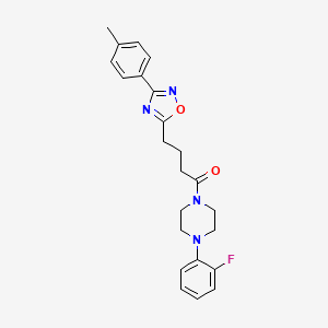 molecular formula C23H25FN4O2 B7711980 1-(4-(2-fluorophenyl)piperazin-1-yl)-4-(3-(p-tolyl)-1,2,4-oxadiazol-5-yl)butan-1-one 