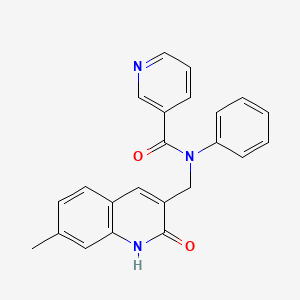 molecular formula C23H19N3O2 B7712006 N-((2-hydroxy-7-methylquinolin-3-yl)methyl)-N-phenylnicotinamide 