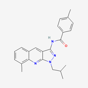 molecular formula C23H24N4O B7712013 N-(1-isobutyl-8-methyl-1H-pyrazolo[3,4-b]quinolin-3-yl)-4-methylbenzamide 