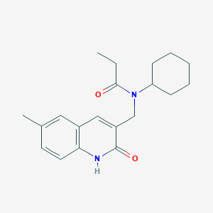 molecular formula C20H26N2O2 B7712027 N-cyclohexyl-N-((2-hydroxy-6-methylquinolin-3-yl)methyl)propionamide 