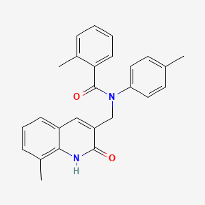 molecular formula C26H24N2O2 B7712045 N-((2-hydroxy-8-methylquinolin-3-yl)methyl)-2-methyl-N-(p-tolyl)benzamide 