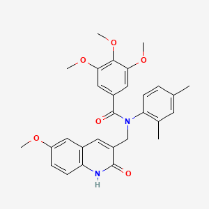 molecular formula C29H30N2O6 B7712059 N-(2,4-dimethylphenyl)-N-((2-hydroxy-6-methoxyquinolin-3-yl)methyl)-3,4,5-trimethoxybenzamide 