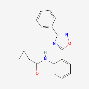 molecular formula C18H15N3O2 B7712078 N-(2-(3-phenyl-1,2,4-oxadiazol-5-yl)phenyl)cyclopropanecarboxamide 