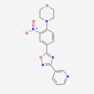 molecular formula C17H15N5O4 B7712096 4-(2-nitro-4-(3-(pyridin-3-yl)-1,2,4-oxadiazol-5-yl)phenyl)morpholine 