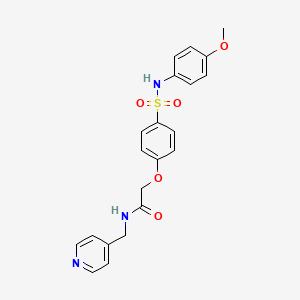 molecular formula C21H21N3O5S B7712139 N-(2H-1,3-benzodioxol-5-yl)-2-{2-chloro-4-[(4-methoxyphenyl)sulfamoyl]phenoxy}acetamide 