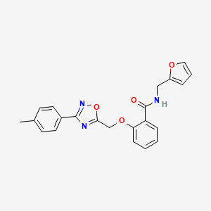 molecular formula C22H19N3O4 B7712185 N-(furan-2-ylmethyl)-2-((3-(p-tolyl)-1,2,4-oxadiazol-5-yl)methoxy)benzamide 