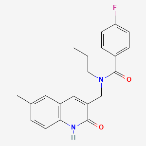molecular formula C21H21FN2O2 B7712209 4-fluoro-N-((2-hydroxy-6-methylquinolin-3-yl)methyl)-N-propylbenzamide 