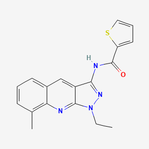 molecular formula C18H16N4OS B7712214 N-(1-ethyl-8-methyl-1H-pyrazolo[3,4-b]quinolin-3-yl)thiophene-2-carboxamide 